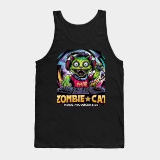 Zombie cat play DJ. Cat lovers. Dj lovers for Tank Top